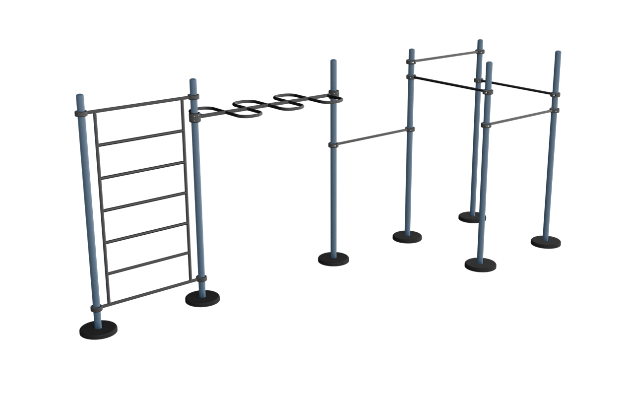 COMBINED HORIZONTAL LADDER, WALL AND UNEVEN PULL UP BARS : 