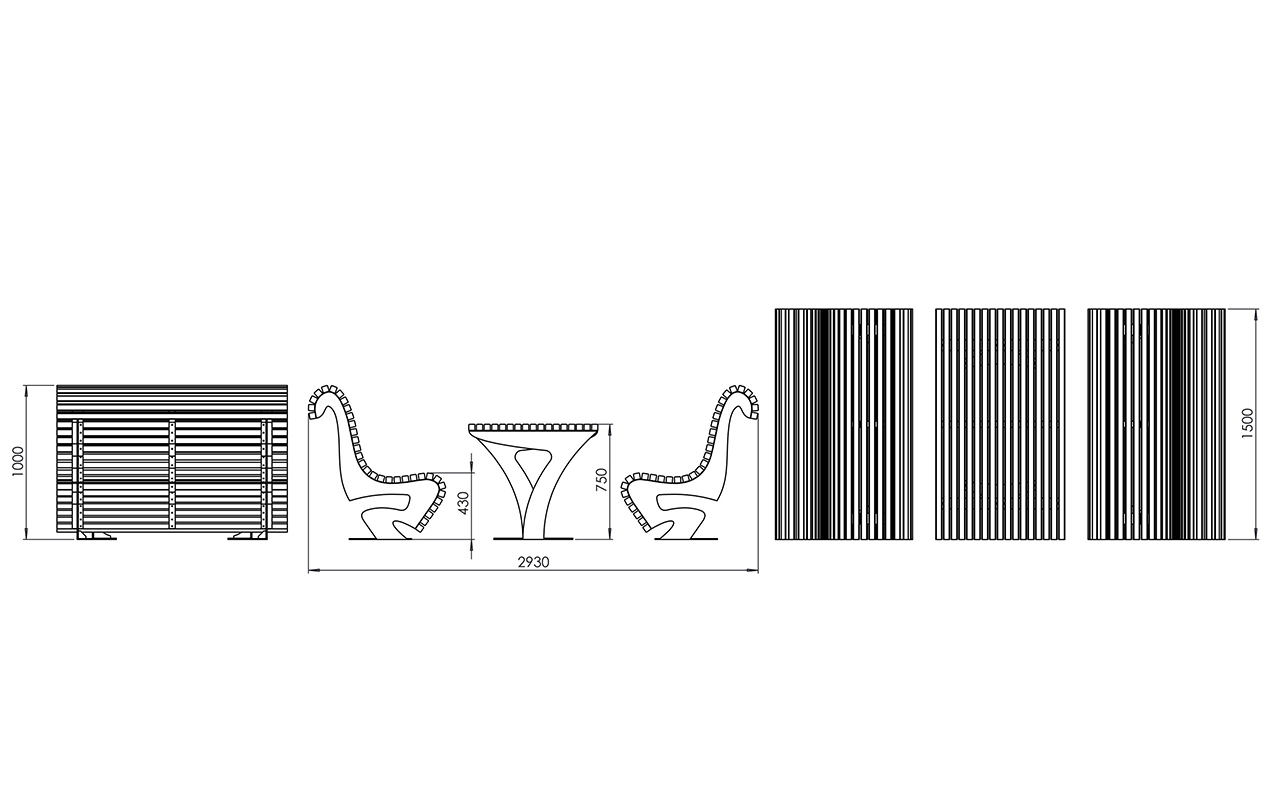WAVE SET - WAVE SET - TAVOLO E PANCHE DA GIARDINO